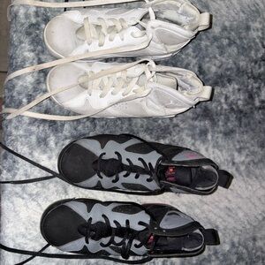 White and Black High-Top Sneakers